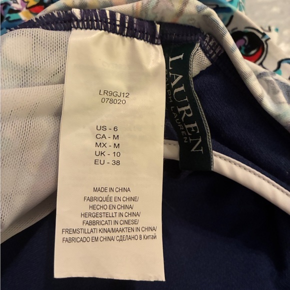 NWT LAUREN BY RALPH LAUREN BLUE MULTI ONE PIECE SWIM SKIRT/DRESS SIZE 6 - Picture 13 of 14